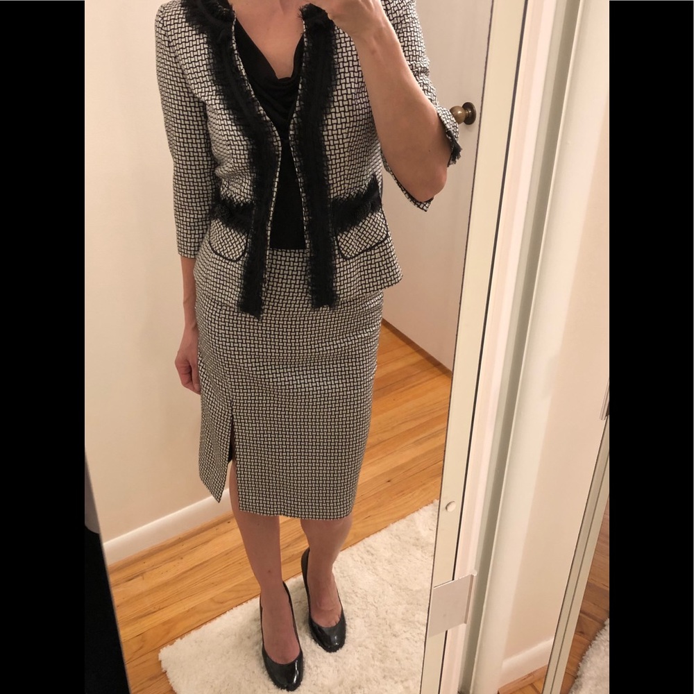 WHBM black and cream suit